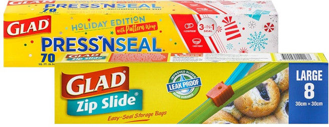 GLAD 佳能 神奇保鮮膜設計版 + 滑蓋式保鮮袋大型8入組, 1套, 21.6m