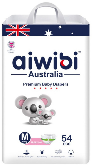 aiwibi 愛薇彼 森語棉黏貼型紙尿褲 5~9kg, 54個, 中碼 (M)