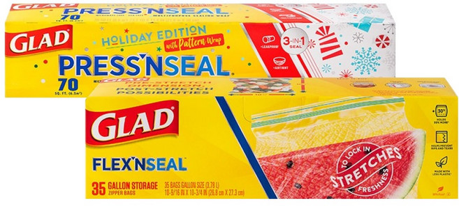 GLAD 佳能 神奇保鮮膜設計版 + 可伸縮保鮮袋 冷藏用 大型 35入組, 1套, 21.6m