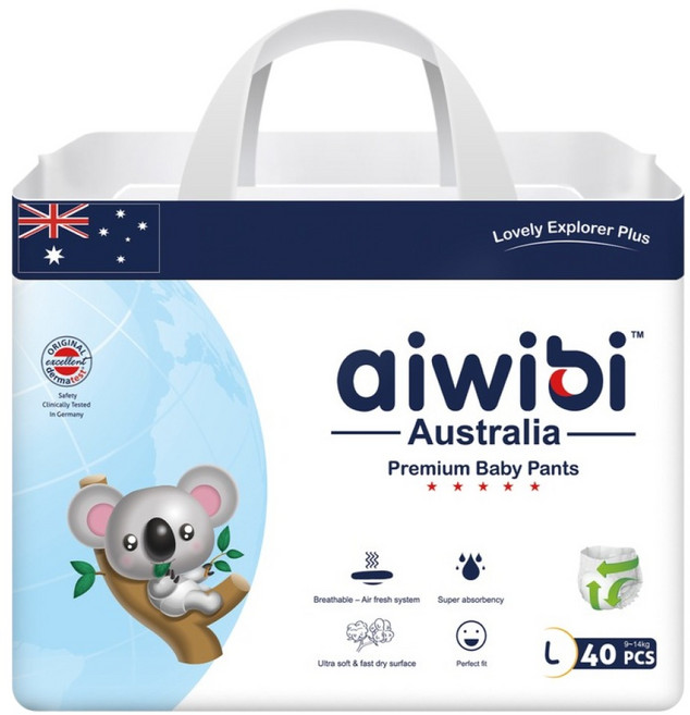 aiwibi 愛薇彼 森語棉褲型紙尿褲 9~14kg, 40片, 大碼 (L)