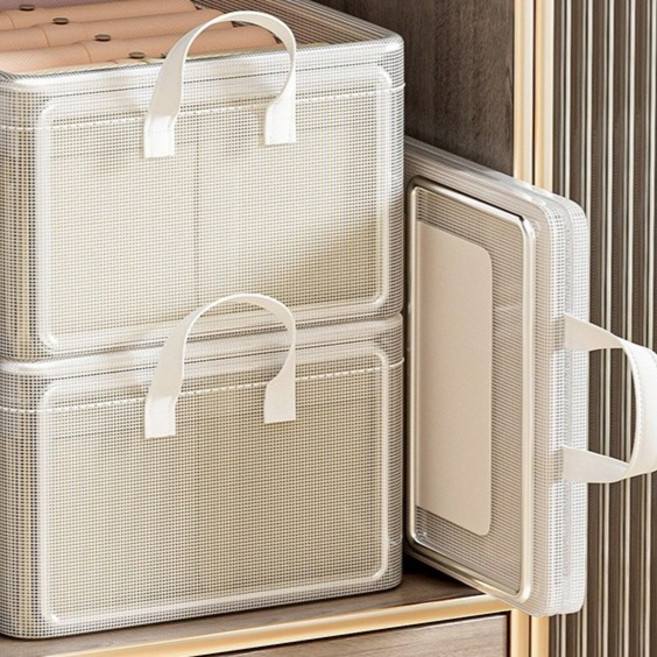 알럽홈 접이식 투명 손잡이 리빙박스 L261-0093, 2개