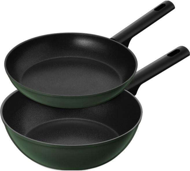 바겐슈타이거 톤앤톤 티타늄코팅 프라이팬 세트 2개, 딥그린, 딥그린, 1세트, 프라이팬 24cm + 웍 24cm