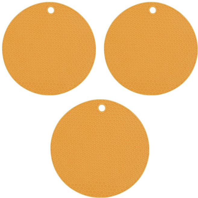 블룸홈 실리콘 원형 냄비받침 18cm, 오렌지, 3개