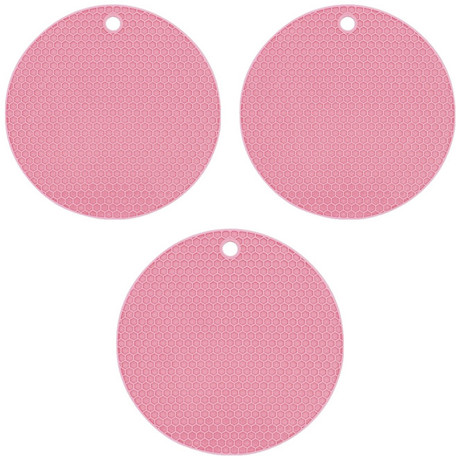 블룸홈 실리콘 원형 냄비받침 18cm, 캔디핑크, 3개