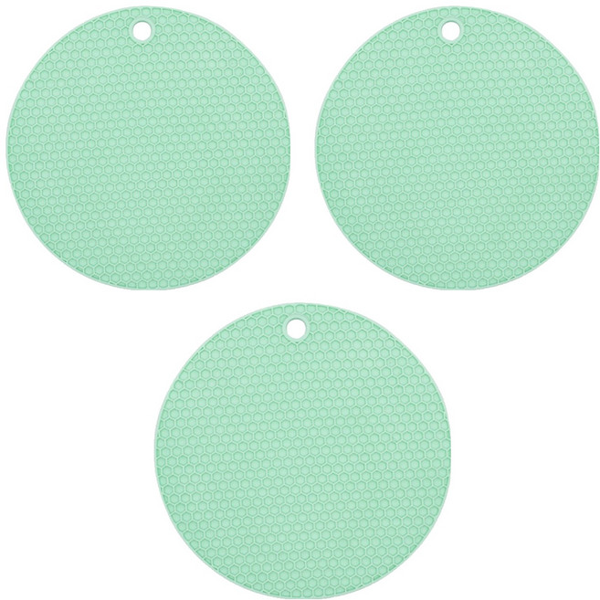 블룸홈 실리콘 원형 냄비받침 18cm, 그린, 3개