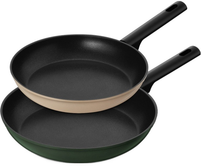 바겐슈타이거 톤앤톤 티타늄코팅 프라이팬 세트 2개, 오트밀, 딥그린, 1세트, 프라이팬 24cm + 프라이팬 28cm
