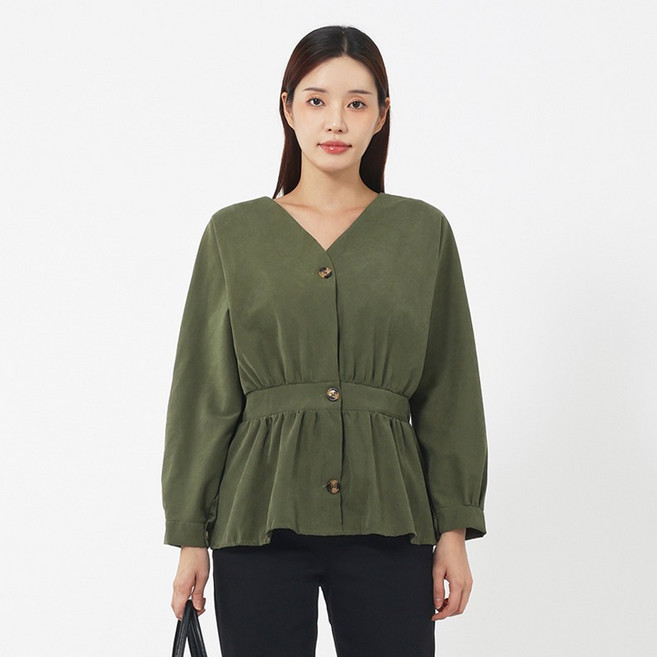 엘쏘 여성용 내추럴 브이넥 블라우스