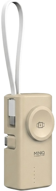 MINIQ 膠囊行動電源 自帶蘋果線, 金色, MD-BP078-Qi