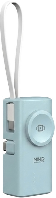 MINIQ 膠囊行動電源 自帶蘋果線, 藍色, MD-BP078-Qi