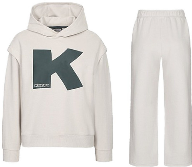 카파 유니 알파벳 오버핏 후디 + 와이드 팬츠 셋업