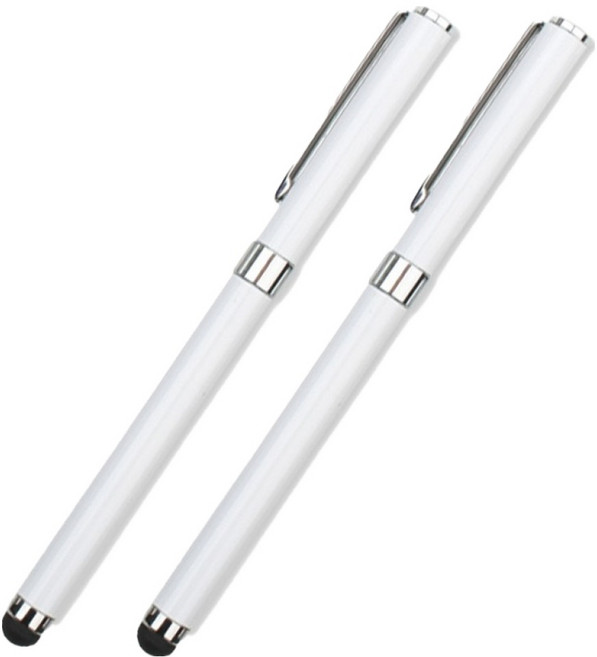 컴스 볼펜겸용 터치펜 142mm 스타일러스 DP325, White, 2개
