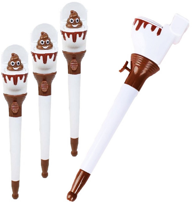 agaplus 趣味原子筆 4入組 0.5mm, 掀蓋式馬桶, 1套
