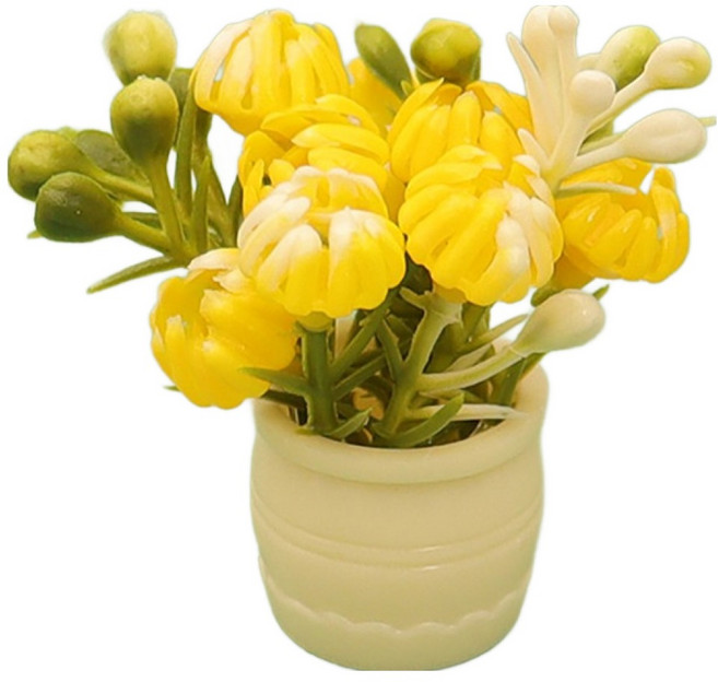 알럽홈 미니어처 꽃 화분 장식품 L261-0078Y, 옐로우, 1개