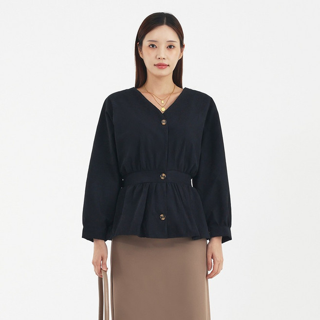엘쏘 여성용 내추럴 브이넥 블라우스