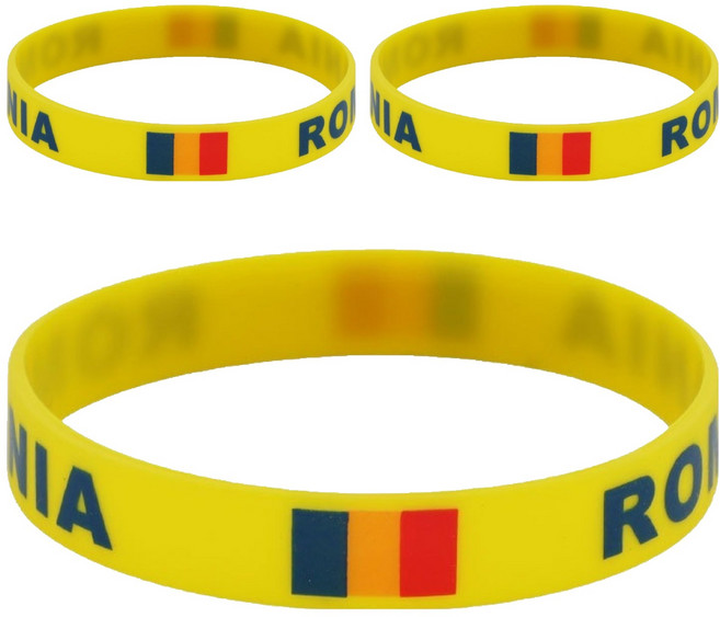 마켓피아 실리콘 월드컵응원 스포츠 패션 국기 팔찌, 루마니아, 3개