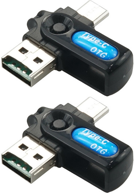 컴스 Type C USB Micro SD전용 카드리더기, 2개, DP008
