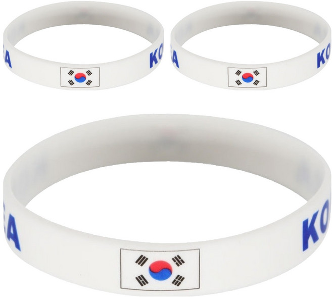마켓피아 실리콘 월드컵응원 스포츠 패션 국기 팔찌, 한국, 3개
