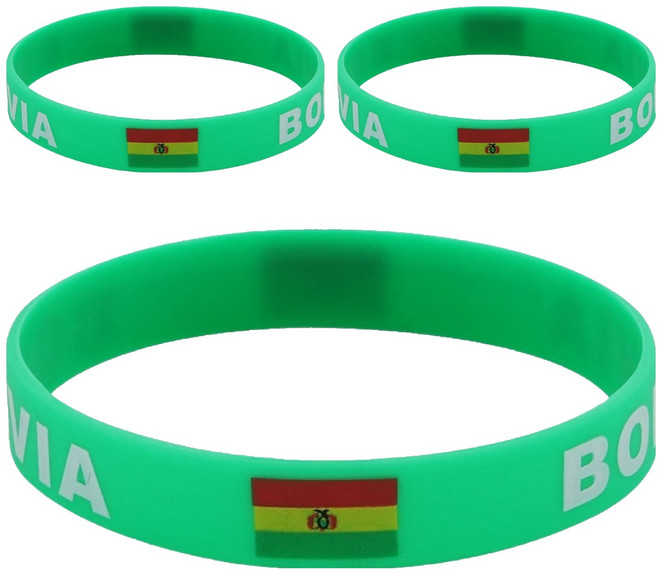 마켓피아 실리콘 월드컵응원 스포츠 패션 국기 팔찌, 볼리비아, 3개