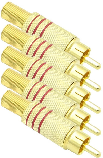 컴스 메탈 골드 빨강띠 RCA 커넥터 5p, 1개, DP080