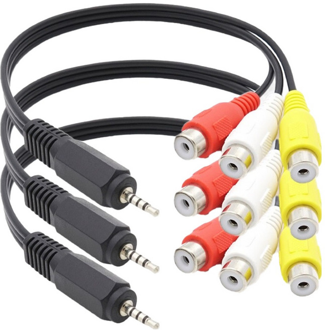 컴스 스테레오 2.5 to 3RCA 케이블 20cm DP050 3p, 1개