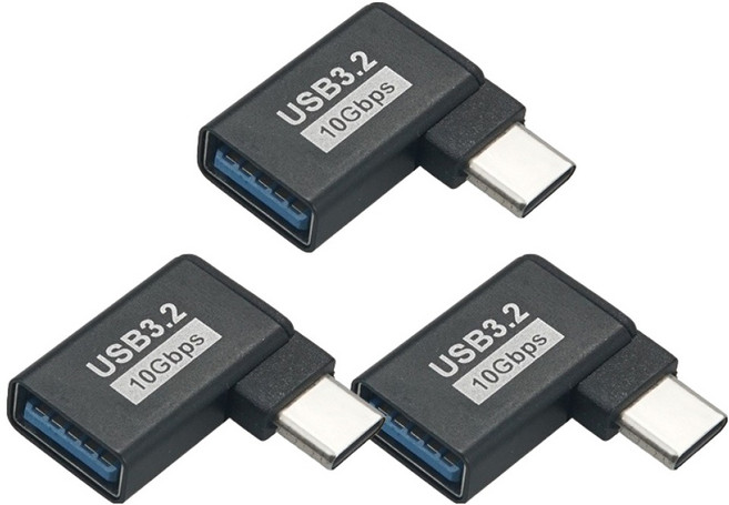 컴스 USB 3.2 Gen2 C to A타입 10Gbps 꺾임 고속전송 변환젠더 3p