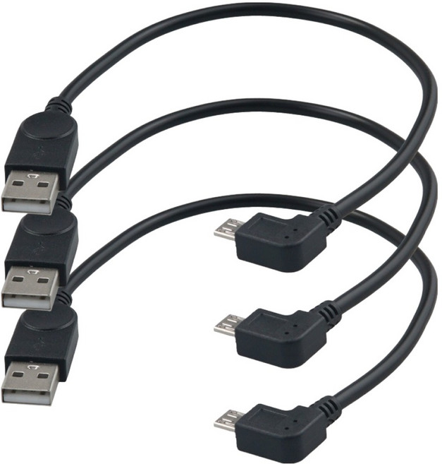 컴스 USB 2.0 A to 마이크로 5핀 좌향 꺽임 변환 케이블 DP168 3p, 1개, 30cm