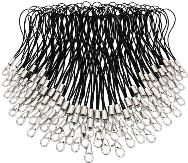 스타리움 대용량 가방 핸드폰 키링 고리 줄, 블랙, 100개