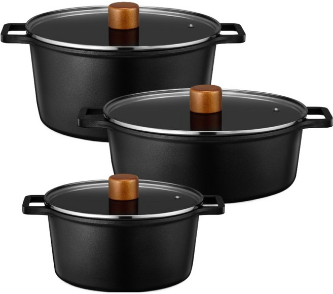 바겐슈타이거 더바움 티타늄 세라믹냄비 3종 세트, 1세트, 양수 18cm + 전골 20cm + 곰솥 24cm