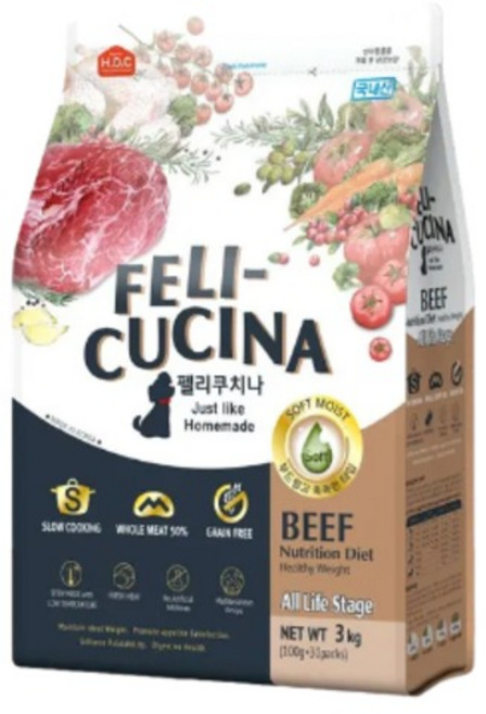 펠리쿠치나 전연령 강아지 소프트사료, 소, 3kg, 1개