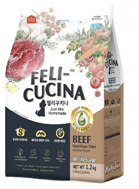 펠리쿠치나 전연령 강아지 소프트사료, 소, 1.2kg, 1개