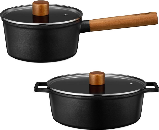 바겐슈타이거 더바움 티타늄 세라믹냄비 2종 세트, 1세트, 편수 18cm + 전골 24cm