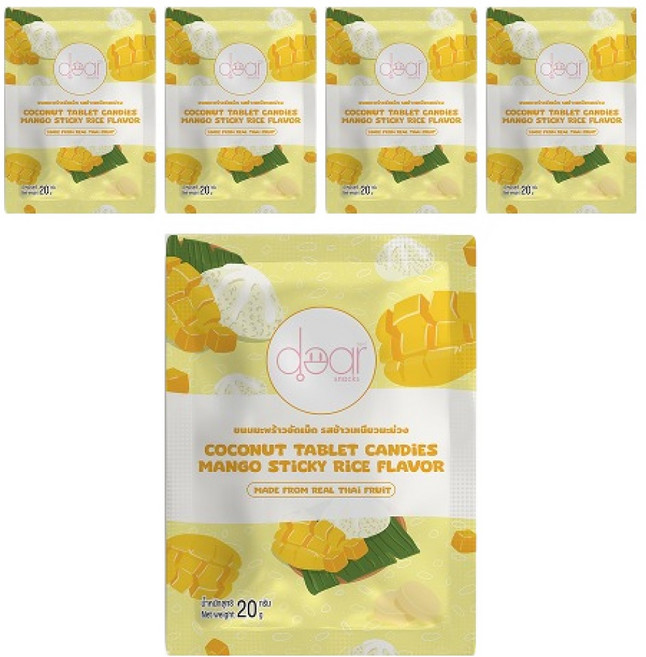 디어스낵 코코넛 태블릿 캔디 망고 스티키 라이스 맛, 20g, 5개