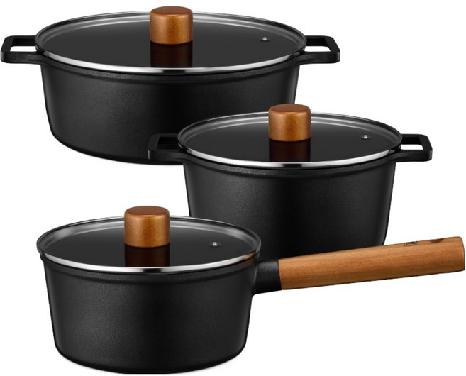 바겐슈타이거 더바움 티타늄 세라믹냄비 3종 세트, 1세트, 편수 18cm + 양수 20cm  + 전골 24cm