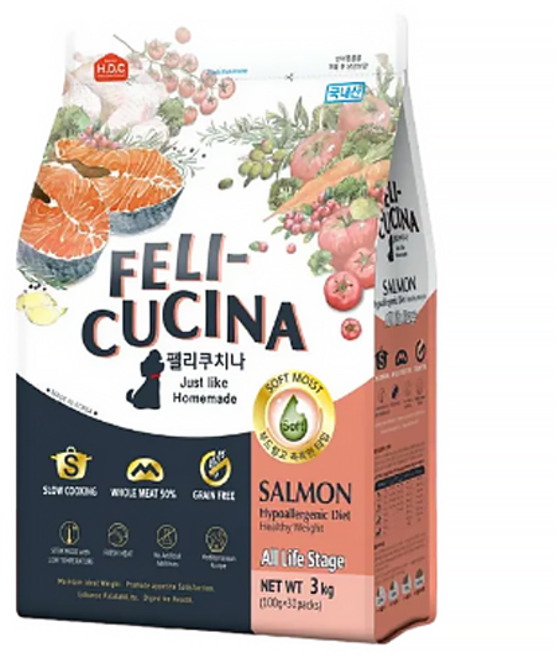펠리쿠치나 전연령 강아지 소프트사료, 연어, 3kg, 1개