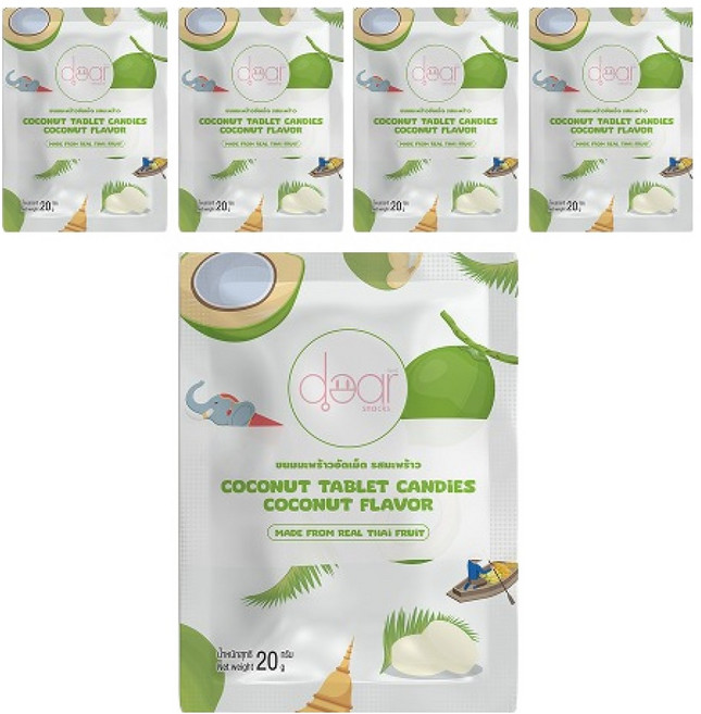 디어스낵 코코넛 태블릿 캔디 코코넛 밀크 맛, 20g, 5개