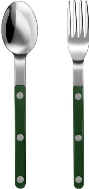 바겐슈타이거 셀레스트 벨루어 커트러리 디저트스푼 + 디저트포크 세트, 올리브그린, 1세트