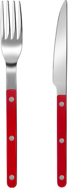 바겐슈타이거 셀레스트 벨루어 커트러리 포크 + 나이프 세트, 브릭레드, 1세트