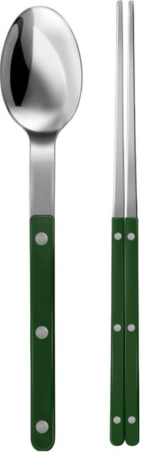 바겐슈타이거 셀레스트 벨루어 1인 수저 세트, 올리브그린, 1세트, 숟가락 + 젓가락