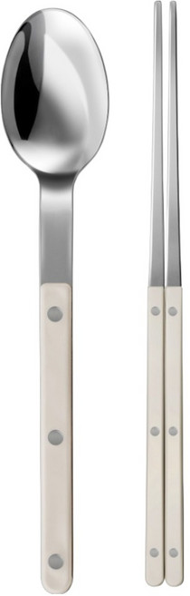 바겐슈타이거 셀레스트 벨루어 1인 수저 세트, 웜아이보리, 1세트, 숟가락 + 젓가락