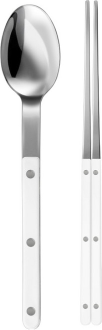 바겐슈타이거 셀레스트 벨루어 1인 수저 세트, 소프트 화이트, 1세트, 숟가락 + 젓가락