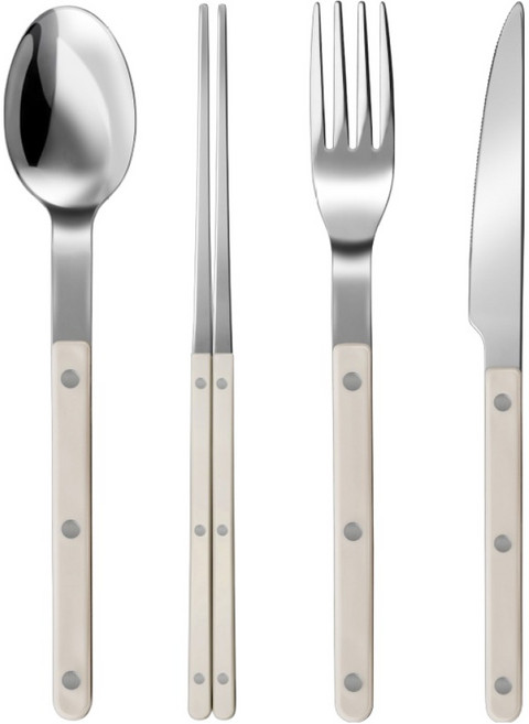 바겐슈타이거 셀레스트 벨루어 커트러리 1인 세트, 웜아이보리, 1세트, 숟가락 + 젓가락 + 포크 + 나이프