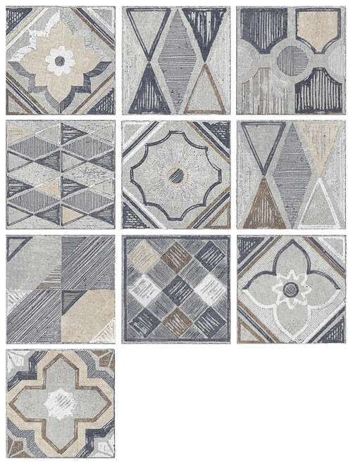 엘로홈 스톤 빈티지 타일 스티커 10종 세트, C