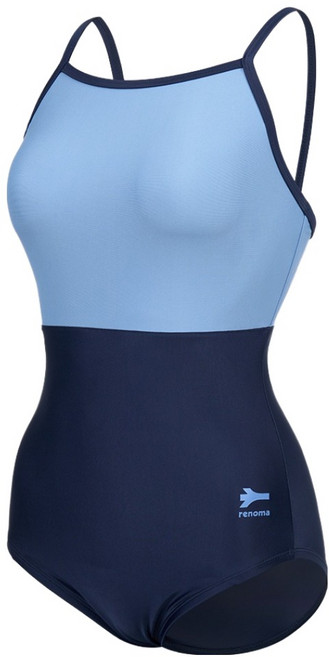 레노마스윔 여성용 심플 컬러 배색 U백 원피스 수영복