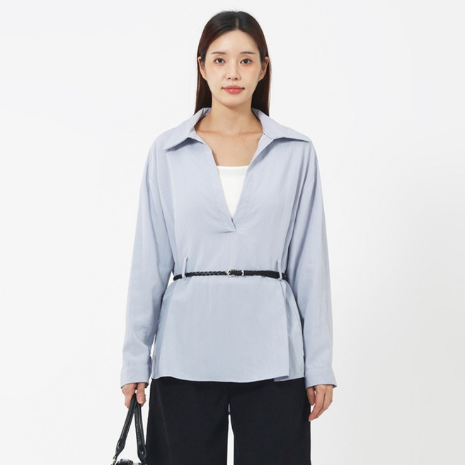 엘쏘 여성용 나시 벨트 루즈핏 오픈 카라 남방 셔츠 3종 세트