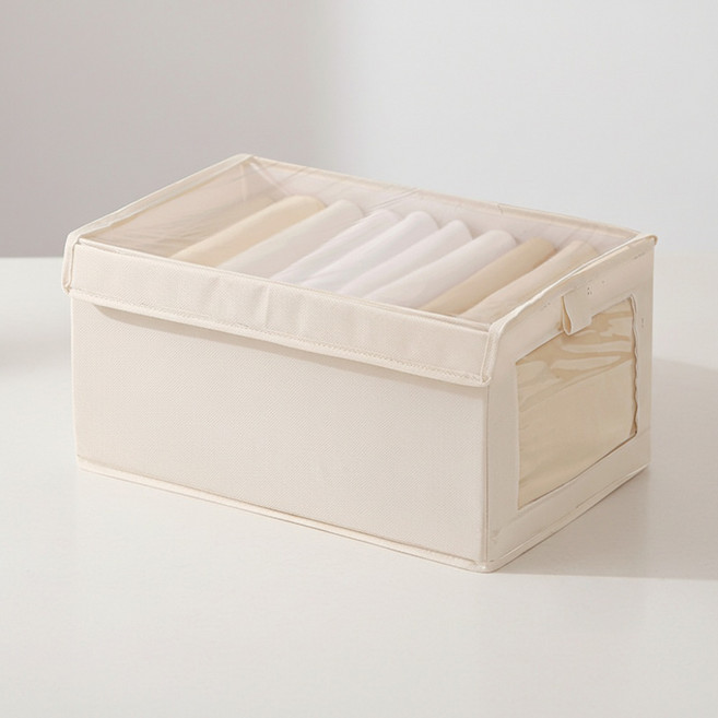 앞날창창 패브릭 수납 정리함 커버 옥스포드 천, 베이지, 2개