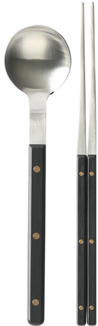 네오플램 레브 커트러리 1인조 수저 세트, 블랙, 1세트, 숟가락 + 젓가락