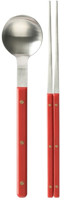 네오플램 레브 커트러리 1인조 수저 세트, 레드, 1세트, 숟가락 + 젓가락