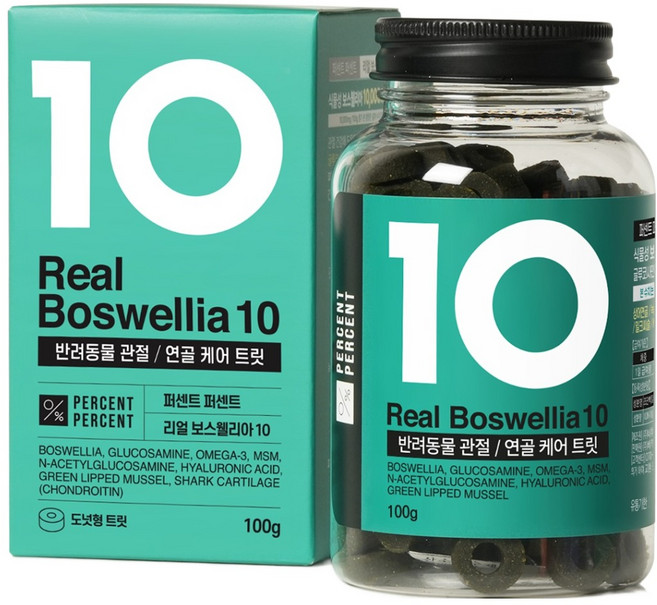 퍼센트퍼센트 강아지 리얼보스웰리아10 100g, 1개, 뼈/관절강화, 130정