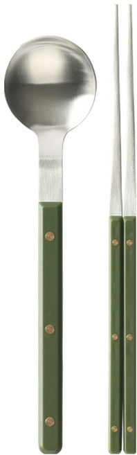 네오플램 레브 커트러리 1인조 수저 세트, 그린, 1세트, 숟가락 + 젓가락
