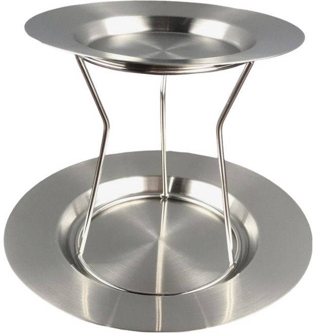 행복한 보부상 와이드 에지 그릴 플레이트 18cm + 23.8cm + 스탠드 세트, 실버, 1개